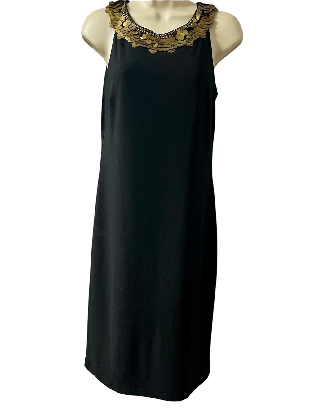 LAUREN RALPH LAUREN Black Dress with Embellished Collar